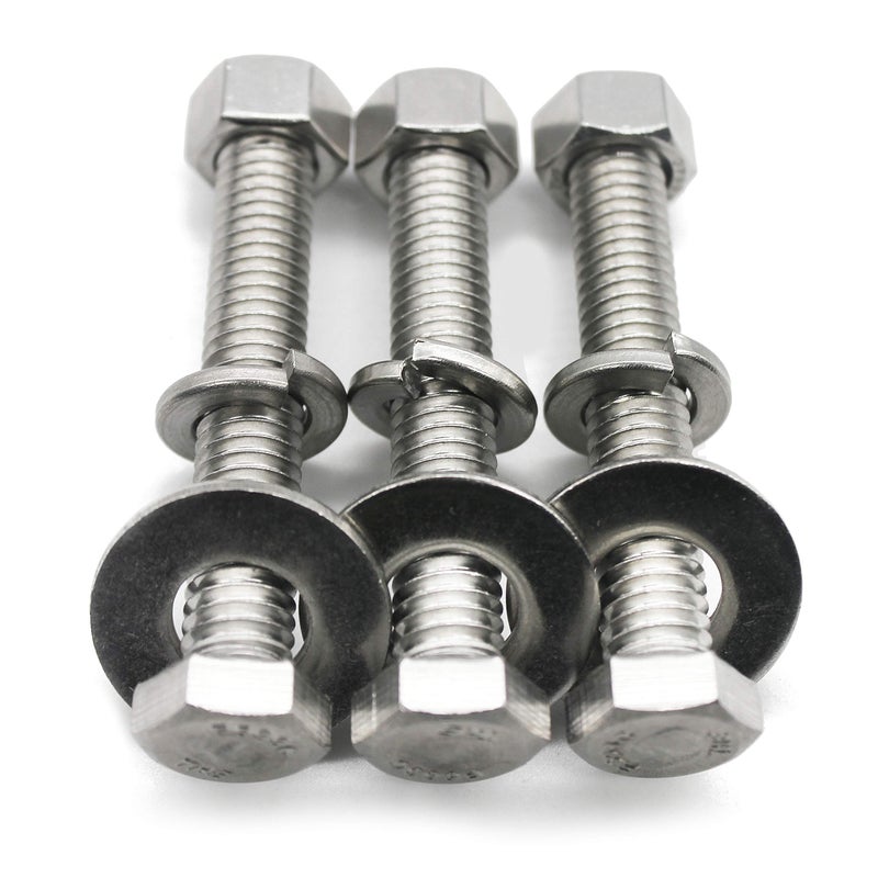 Fullerkreg (6 Sets) 3/8-16x2 Stainless Steel Hex Head Screws Bolts, Nuts, Flat & Lock Washers, 18-8 (304) S/S, Fully Threaded by Bolt Fullerkreg - Image 4